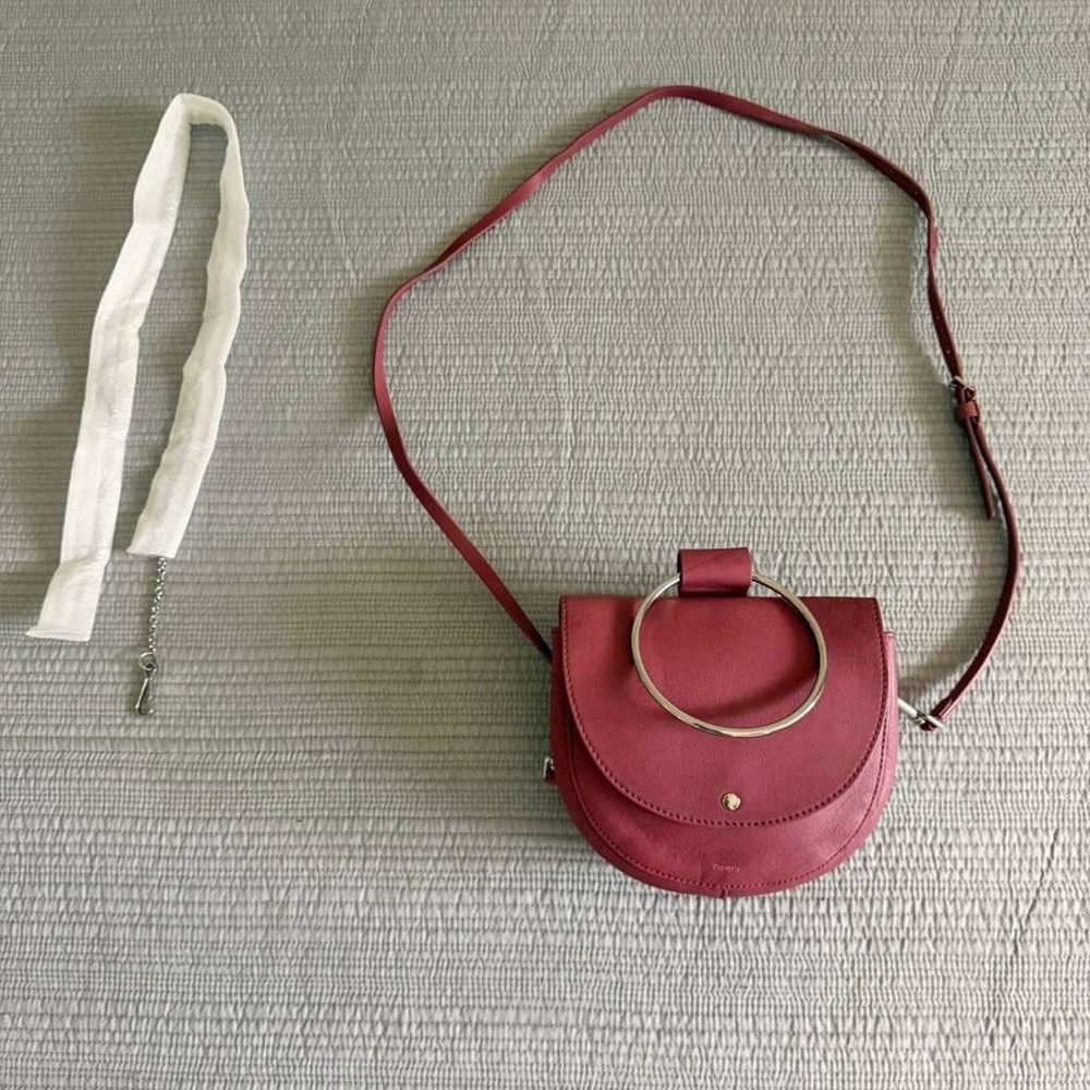 NWT Theory Women's Whitney 2.0 Bag Dusty Rose Leather Ring Handle Crossbody - Picture 6 of 6